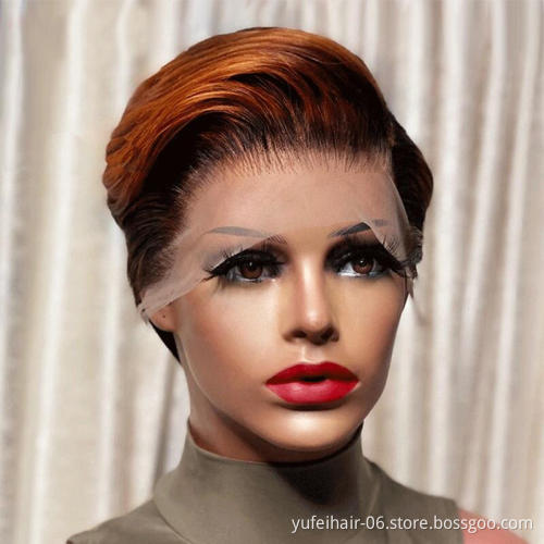 2021 Wholesale short pixie cut wig 6 inch human hair wig, 13x4 lace front brazilian virgin human hair wig